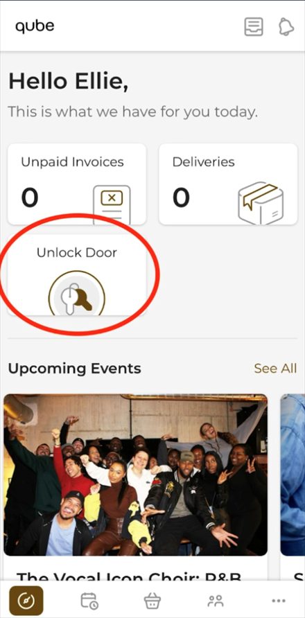 Unlock Door in the Qube app